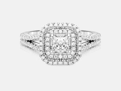 Baptista style engagement ring set with 88 side round brilliant diamonds totaling 0.39 carats. Center stone sold separate. $2550.00